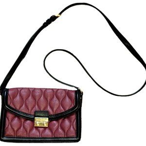 Vera Bradley Color Block Claret & Black Quilted Tess Leather Crossbody Bag $198